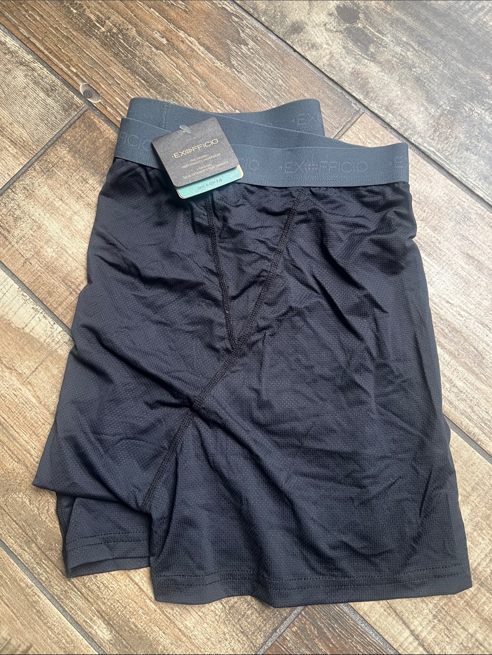 New ExOfficio Men’s Black Boxer Briefs with Gray Waistband Size L